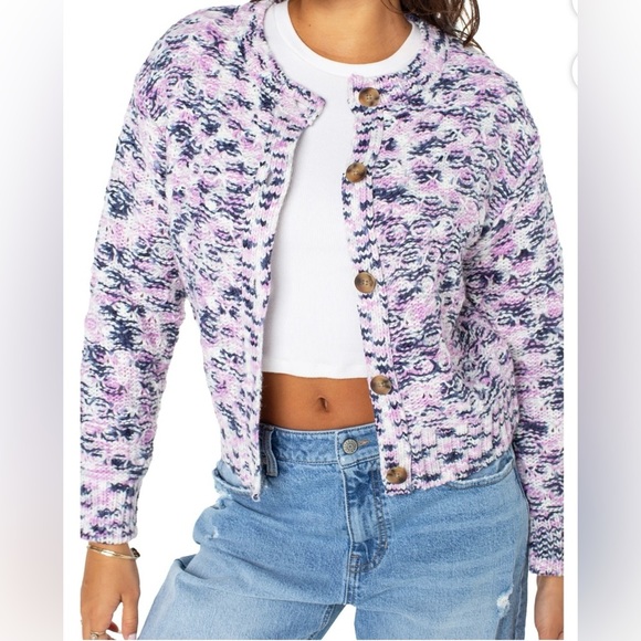 Celebrity Pink Women's Pink, Blue and White Cardigan - Picture 4 of 7